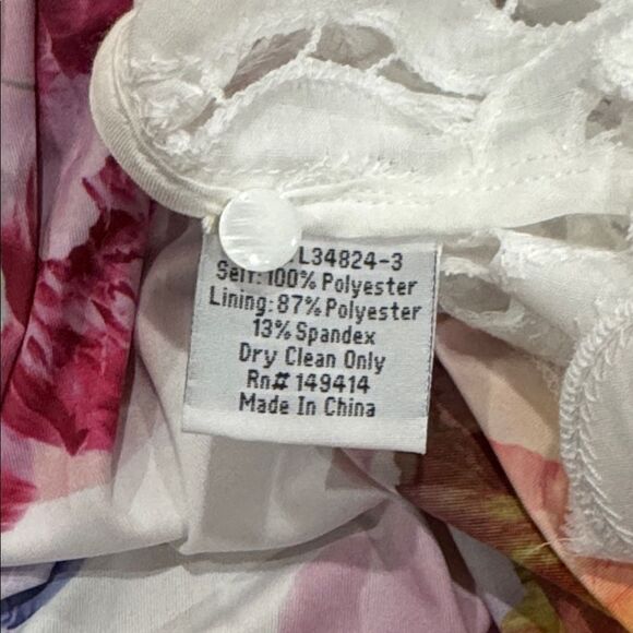 NWT Johnny Was Lisette Lace White Lace Mini Dress with Multicolor Lining size XS - Picture 7 of 12